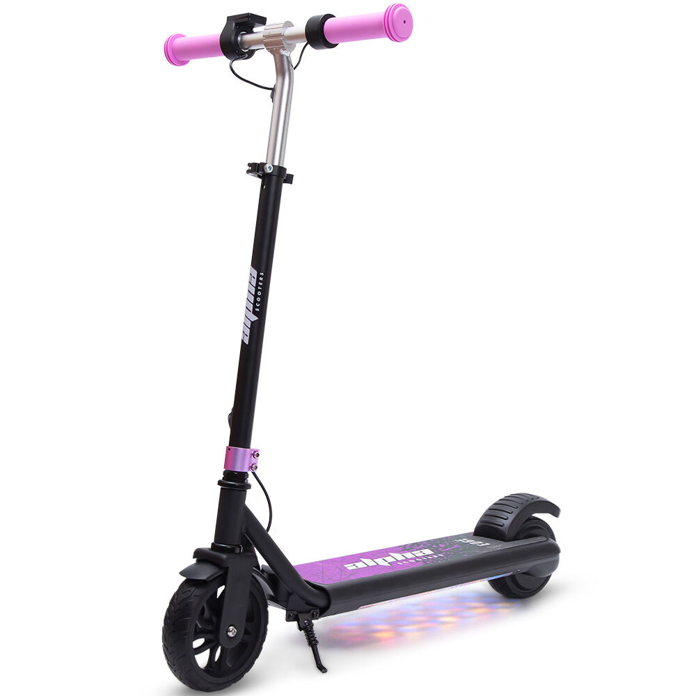 ALPHA Edge Electric Scooter Kids/Teens, 16km/h Max, Adjustable Height, UL Certified, AU Compliant, Dual Brakes, Bluetooth Music, LED, Pink ALPHA Edge Electric Scooter Kids/Teens, 16km/h Max, Adjustable Height, UL Certified, AU Compliant, Dual Brakes, Bluetooth Music, LED, Pink