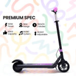 ALPHA Edge Electric Scooter Kids/Teens, 16km/h Max, Adjustable Height, UL Certified, AU Compliant, Dual Brakes, Bluetooth Music, LED, Pink