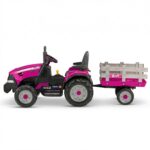 Klika Peg Perego Pink Case IH 12V Kids Ride On Tractor with Trailer 2 Speed Toy