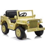 12V Military Jeep Electric Ride On Car For Kids - Khaki