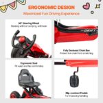 Go Kart 4 Wheel Pedal Ride On Toy for Kids Ages 3-8 Adjustable Seat Red