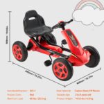 Go Kart 4 Wheel Pedal Ride On Toy for Kids Ages 3-8 Adjustable Seat Red