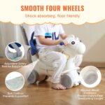 4 in 1 Rocking Horse for Toddlers 1-3 Years, Baby Rocking Horse with Detachable Balance Board, Push Handle and 4 Smooth Wheels, Support up to 80 lbs HDPE Kids Ride on Toy with Sound, Blue