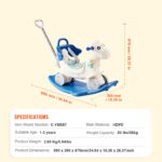 4 in 1 Rocking Horse for Toddlers 1-3 Years, Baby Rocking Horse with Detachable Balance Board, Push Handle and 4 Smooth Wheels, Support up to 80 lbs HDPE Kids Ride on Toy with Sound, Blue